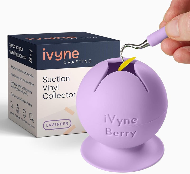 iVyne Berry Suctioned Vinyl Weeding Scrap Collector & Holder for Weeding Tools for Vinyl - Purple - Image 1